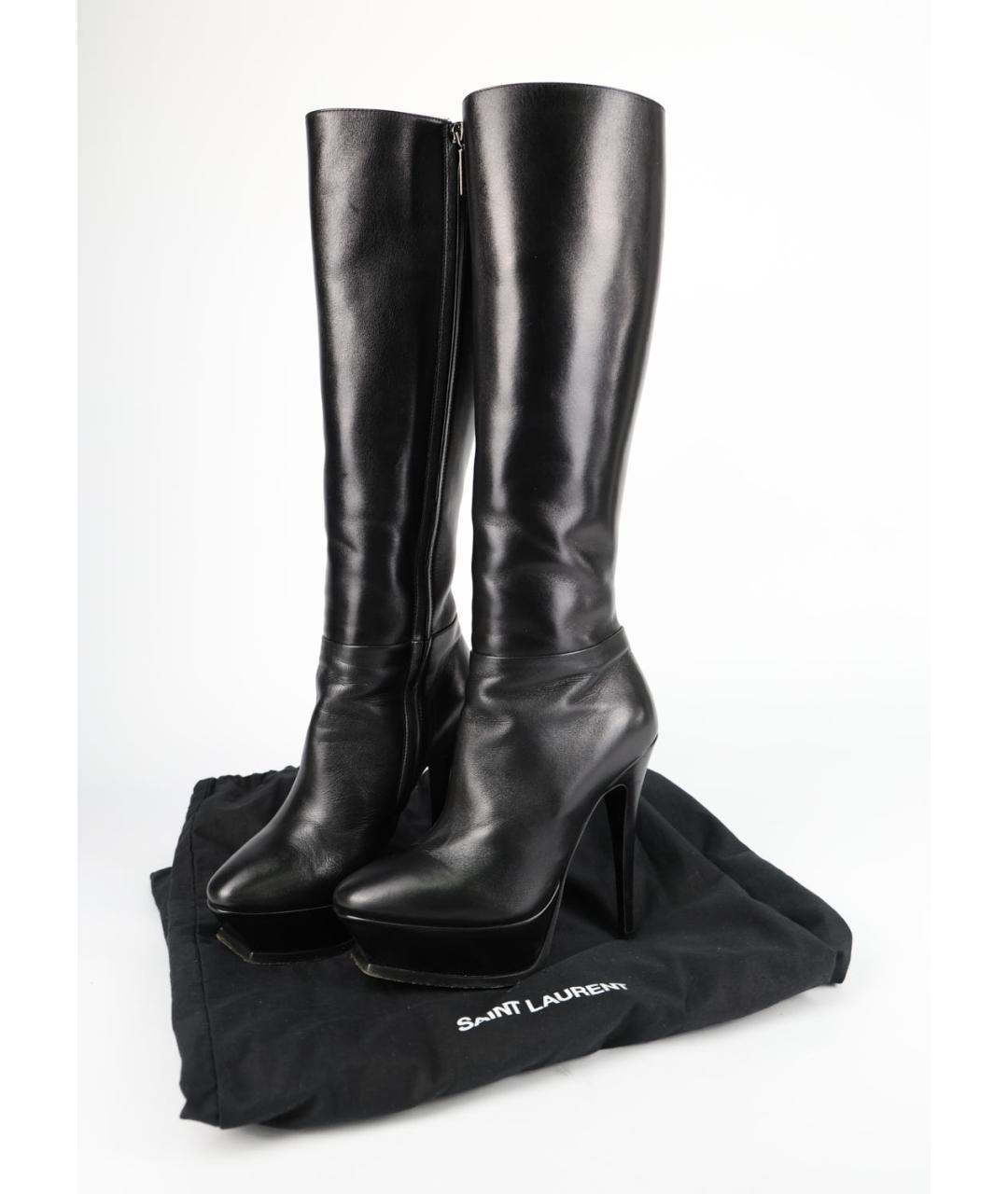 SAINT LAURENT Черные кожаные сапоги, фото 6