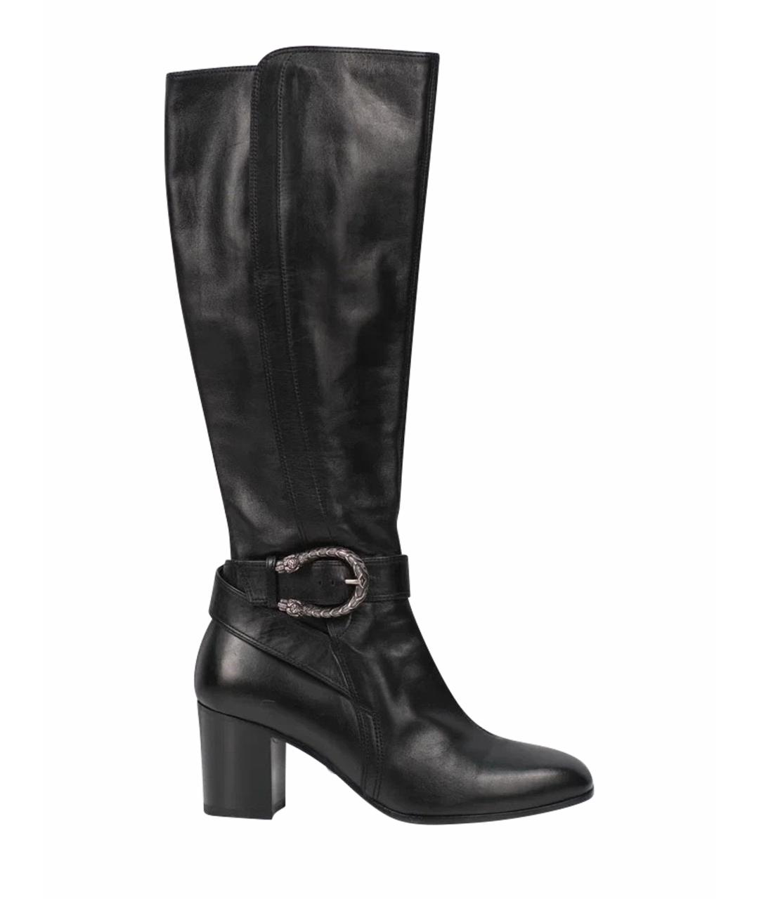 GUCCI Черные кожаные сапоги, фото 1