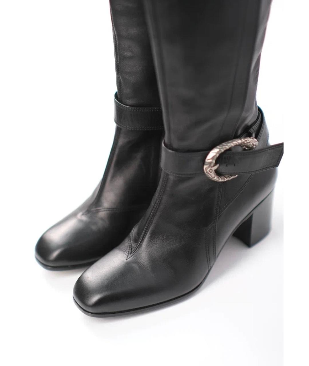GUCCI Черные кожаные сапоги, фото 2