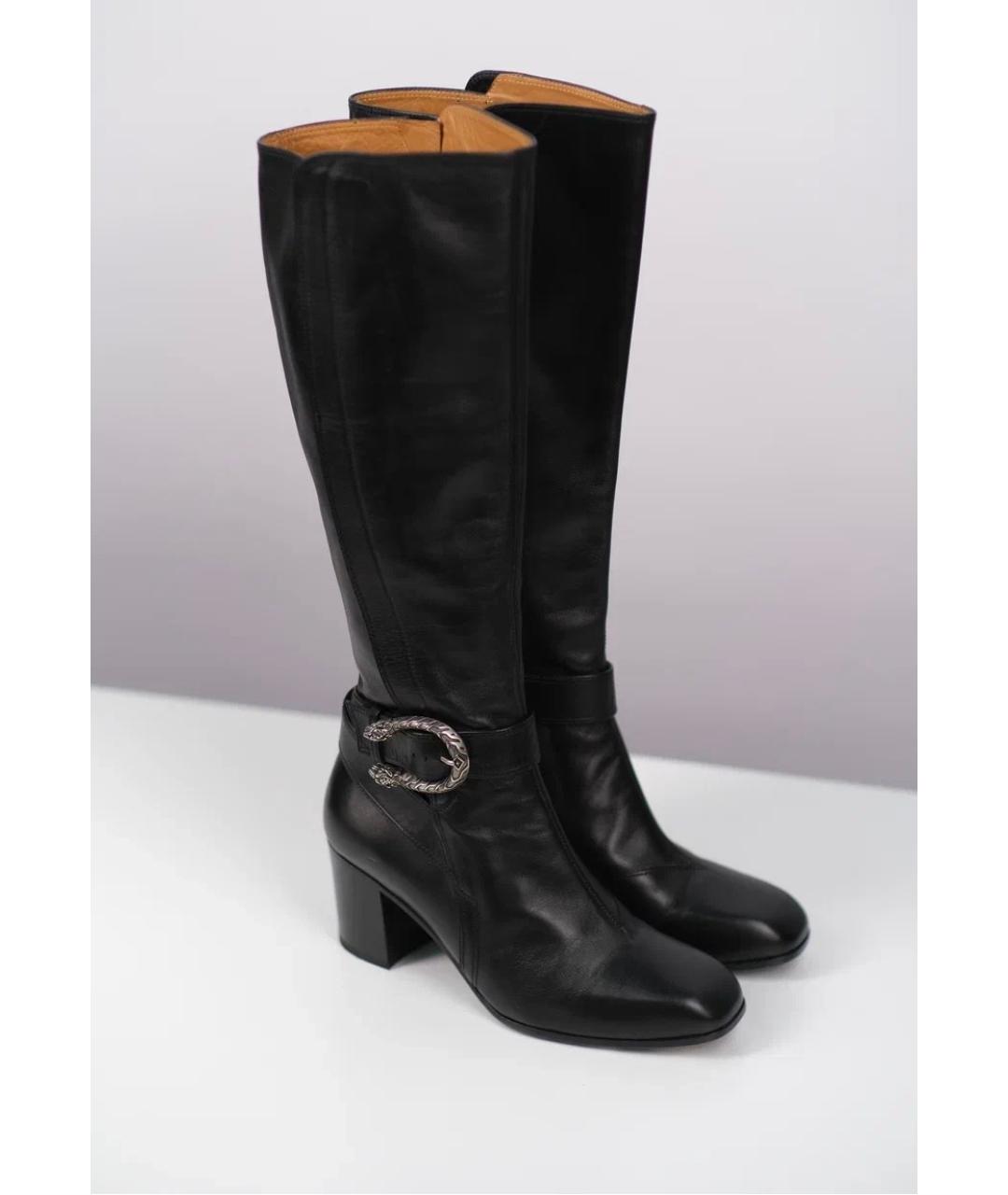 GUCCI Черные кожаные сапоги, фото 4