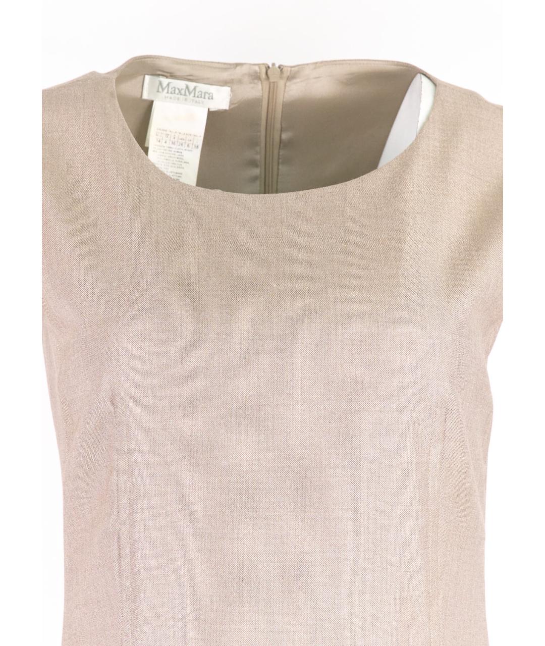 MAX MARA Бежевое шерстяное коктейльное платье, фото 4