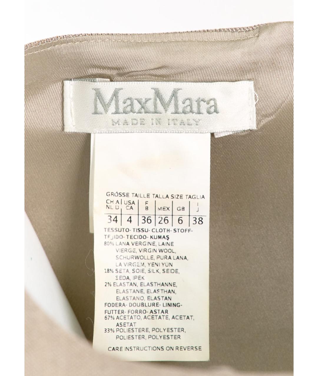 MAX MARA Бежевое шерстяное коктейльное платье, фото 3
