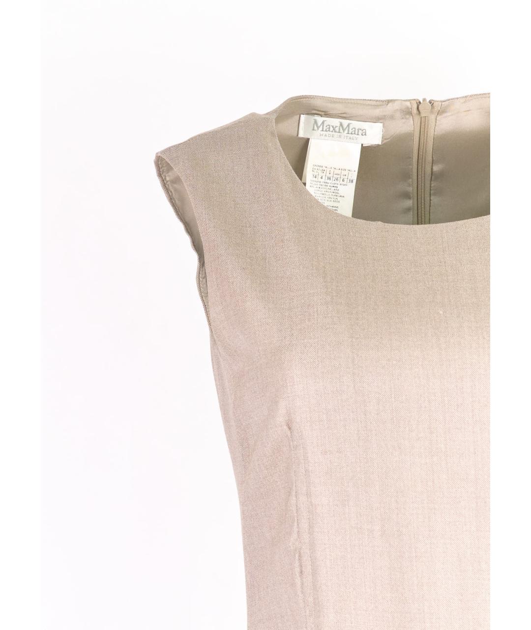 MAX MARA Бежевое шерстяное коктейльное платье, фото 5