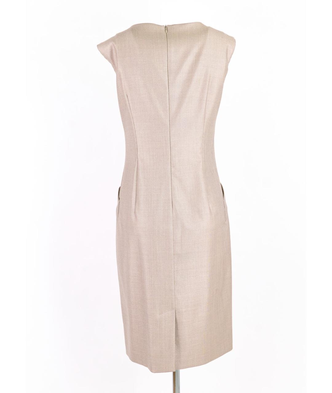 MAX MARA Бежевое шерстяное коктейльное платье, фото 2