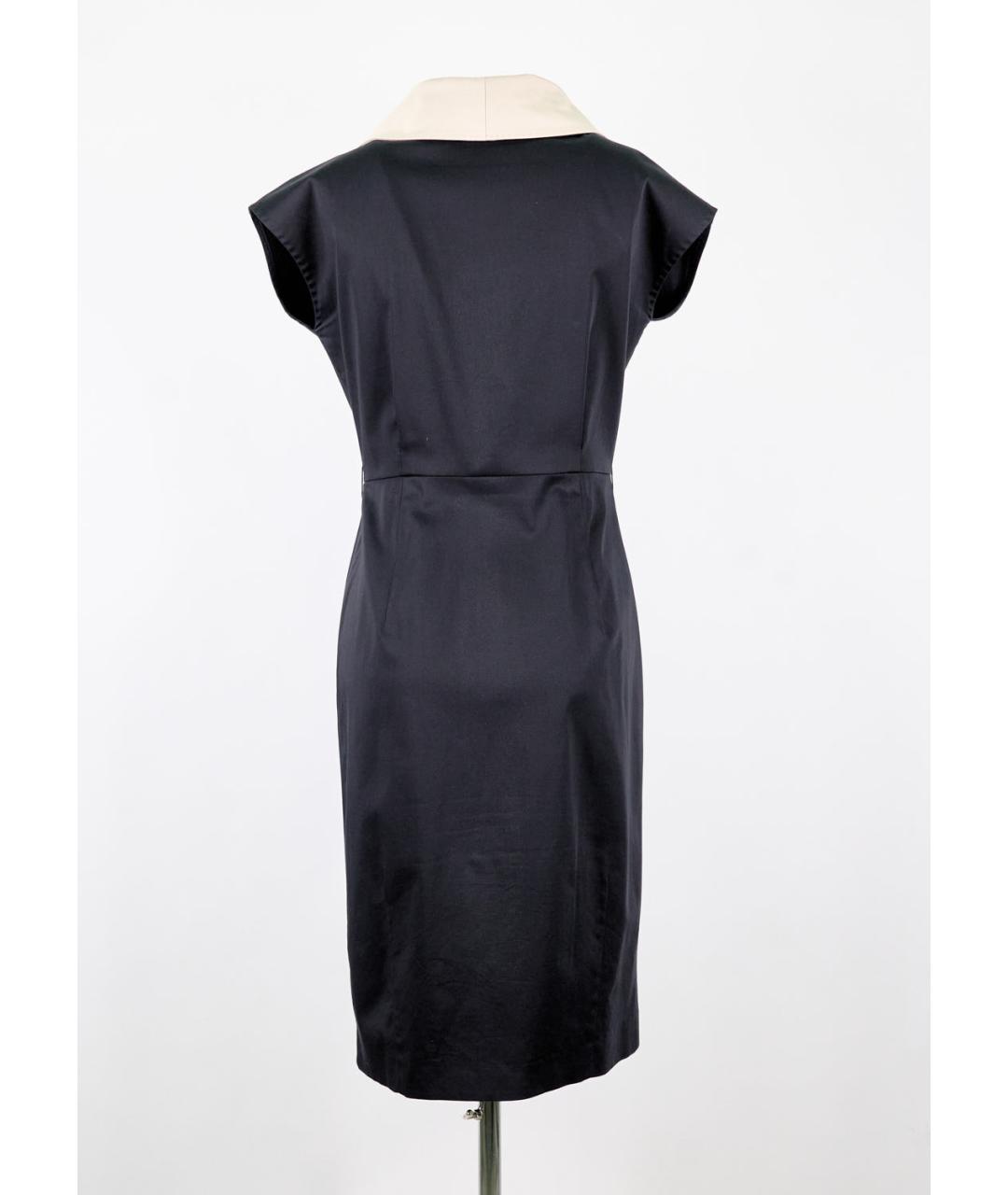 MAX MARA Черное хлопко-эластановое коктейльное платье, фото 2