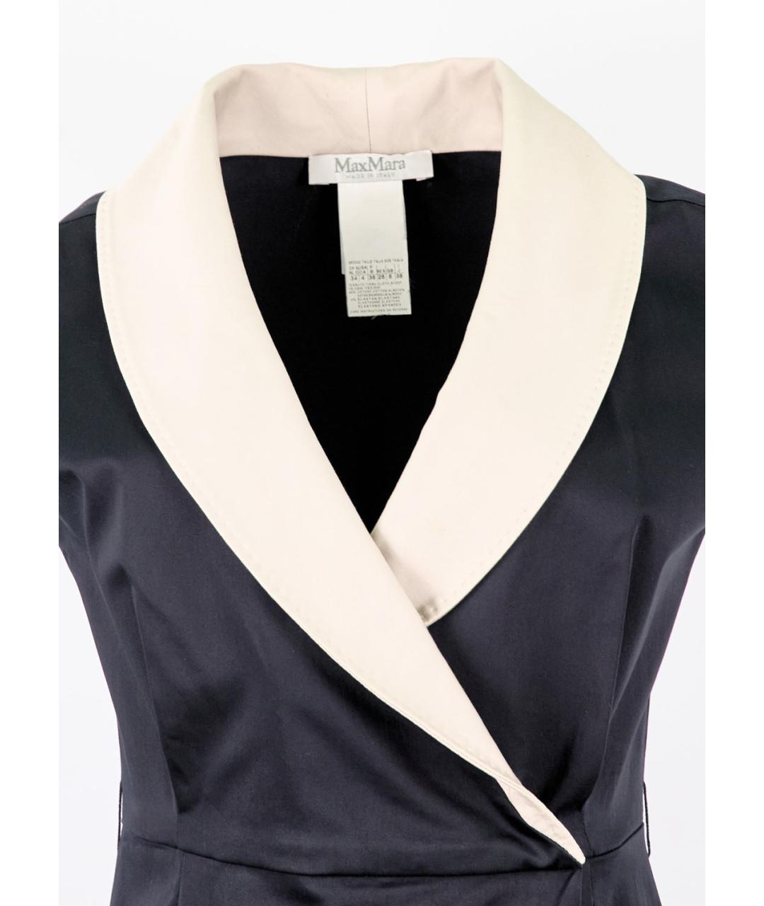 MAX MARA Черное хлопко-эластановое коктейльное платье, фото 4
