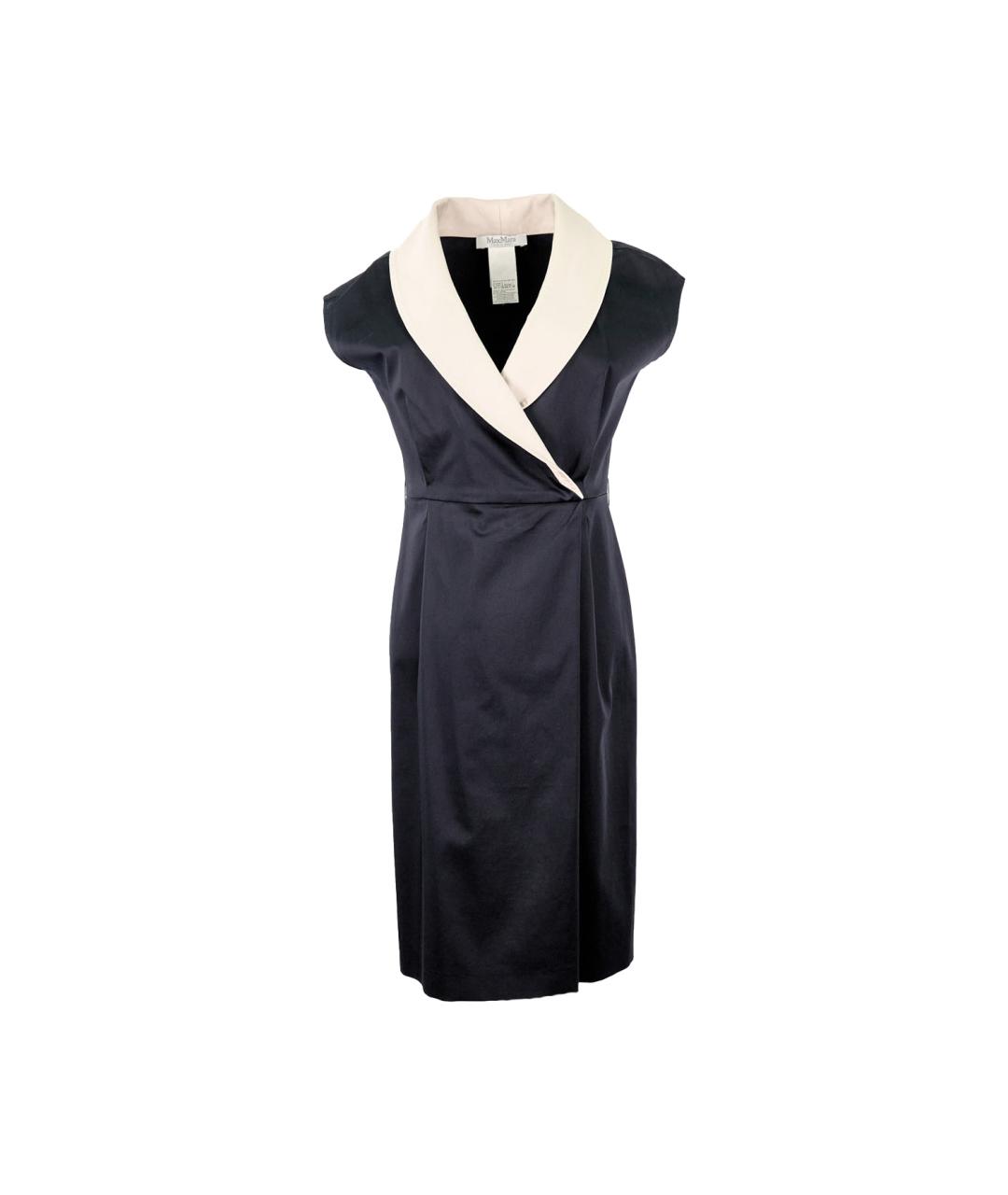 MAX MARA Черное хлопко-эластановое коктейльное платье, фото 1
