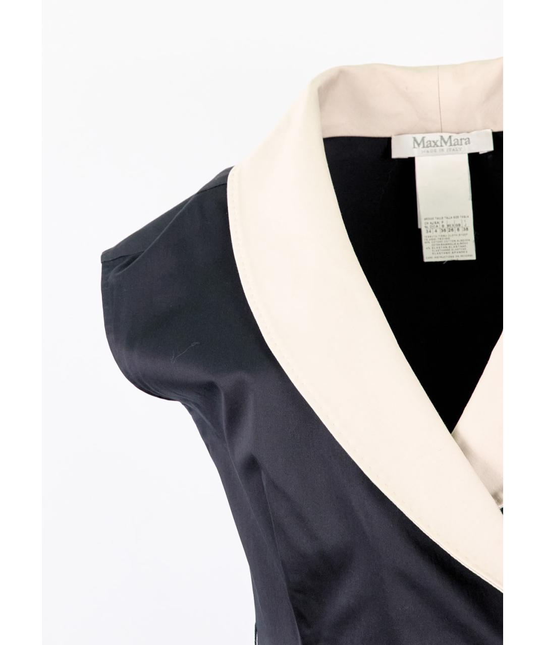 MAX MARA Черное хлопко-эластановое коктейльное платье, фото 5