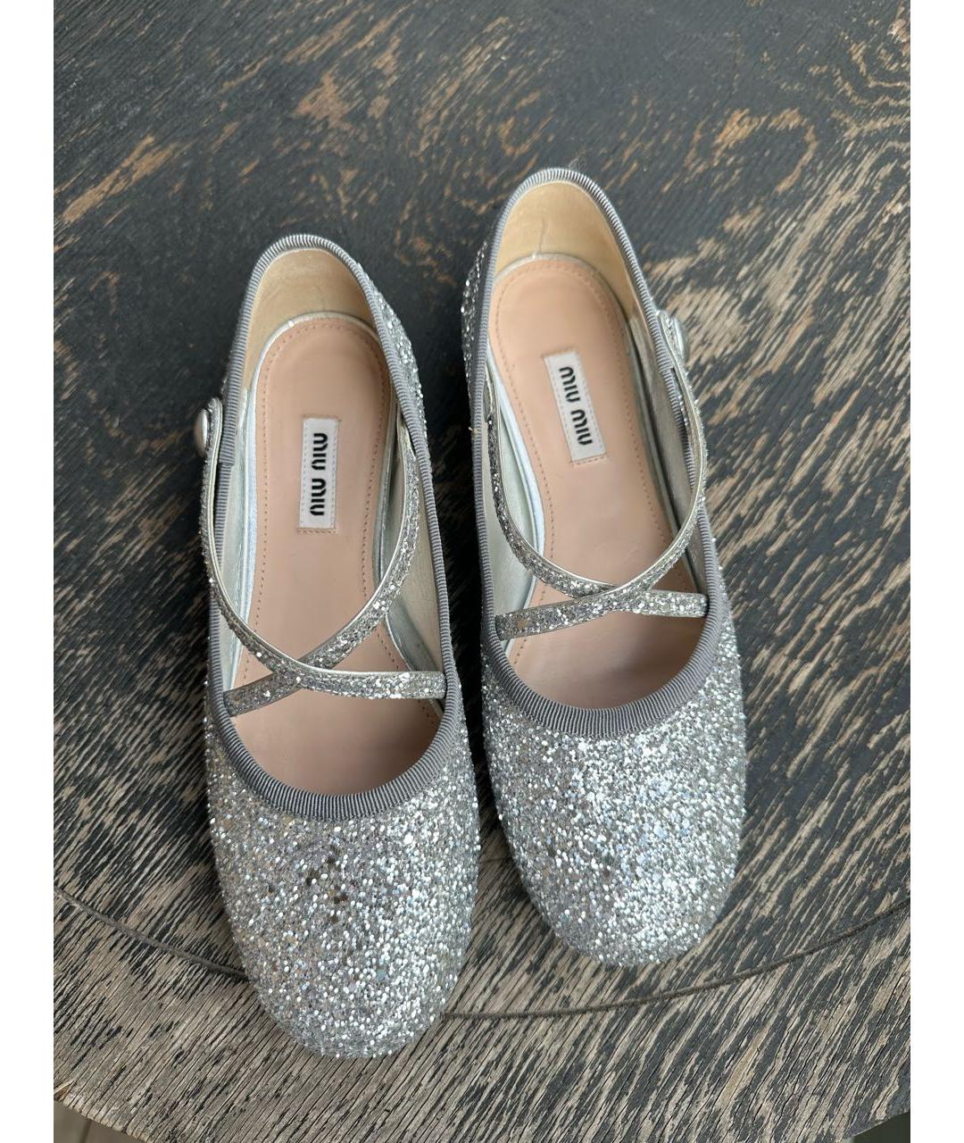 MIU MIU Серебряные балетки, фото 3