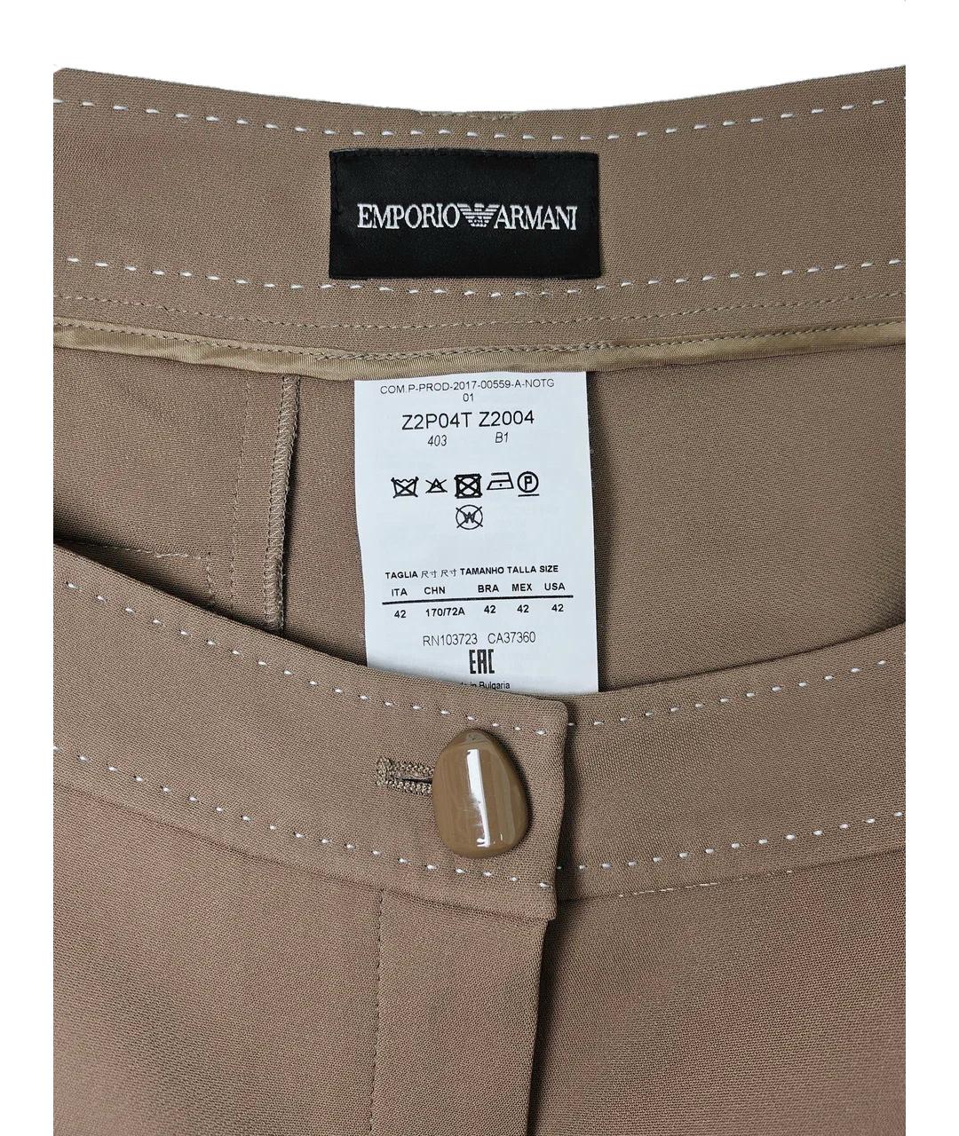 EMPORIO ARMANI Бежевые вискозные прямые брюки, фото 4