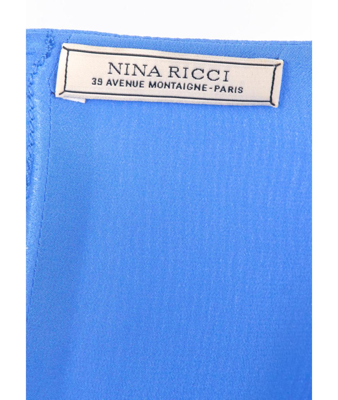 NINA RICCI Голубое шелковое коктейльное платье, фото 3
