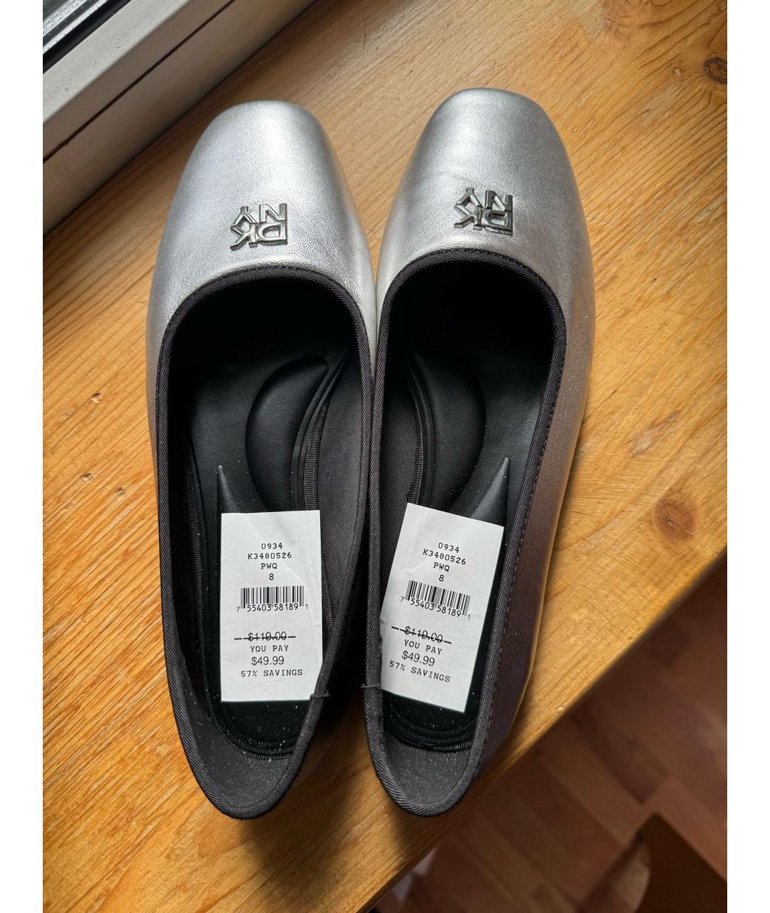 DKNY Антрацитовые кожаные балетки, фото 3