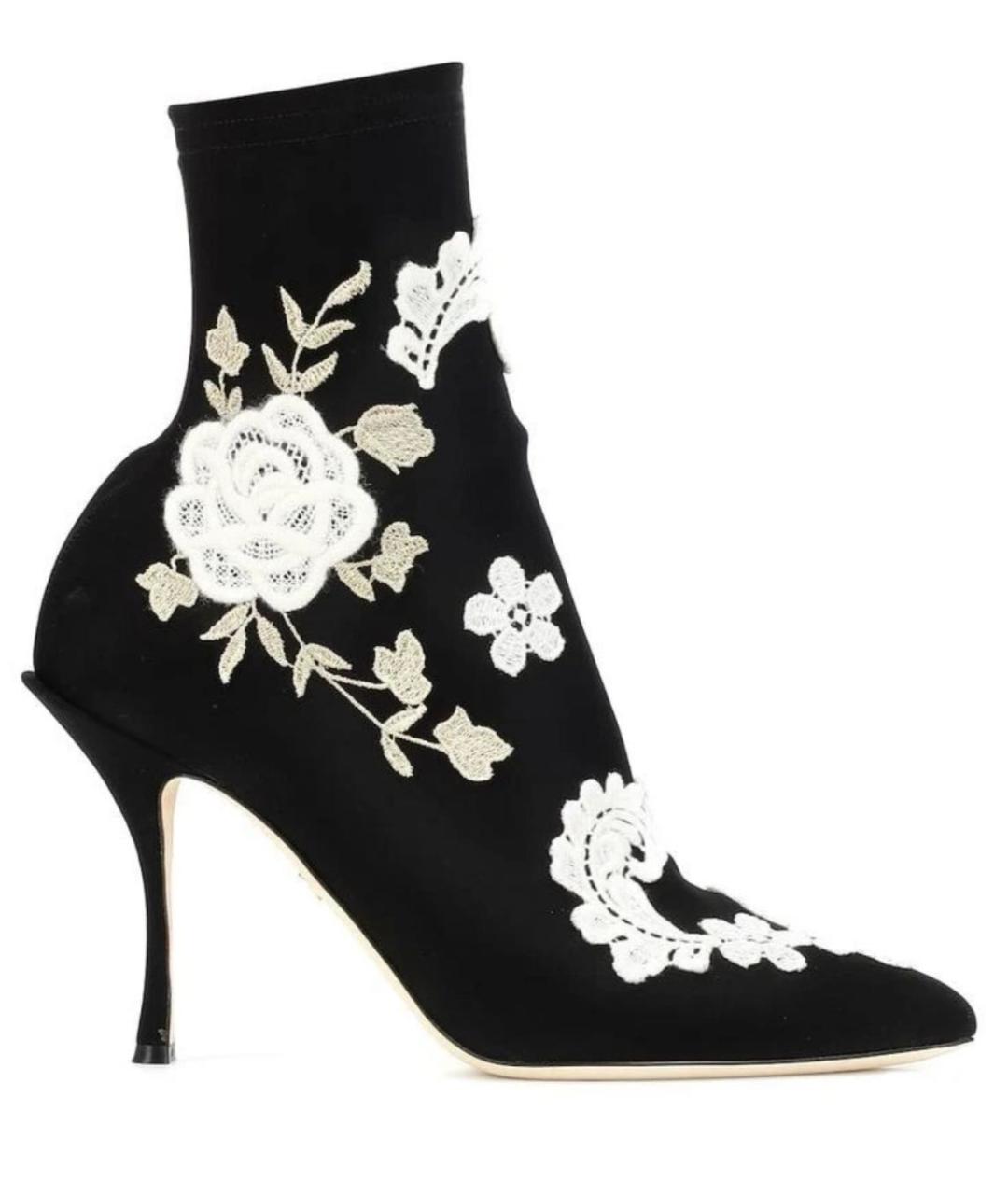 DOLCE&GABBANA Черные кожаные ботильоны, фото 1