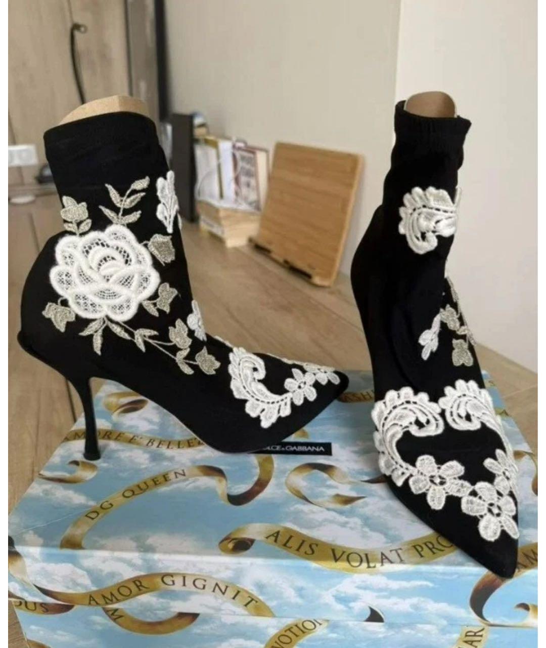 DOLCE&GABBANA Черные кожаные ботильоны, фото 7