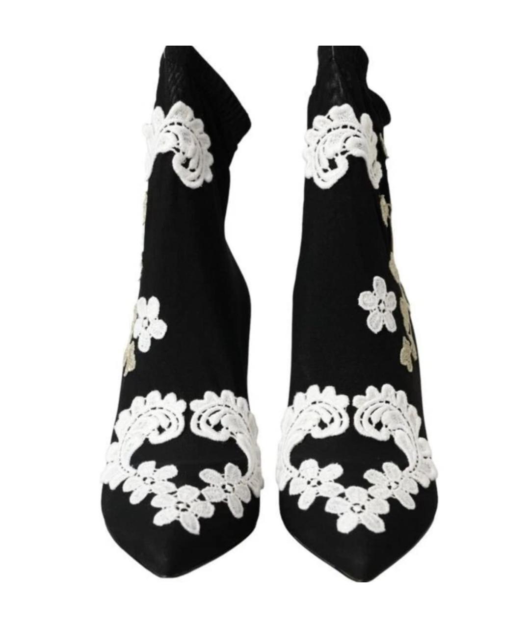 DOLCE&GABBANA Черные кожаные ботильоны, фото 2