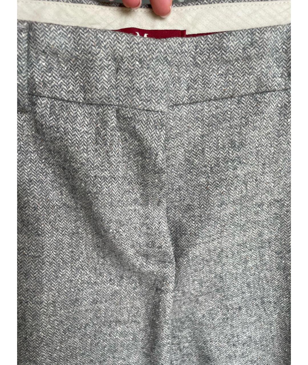 MAX MARA STUDIO Серые шерстяные брюки узкие, фото 3