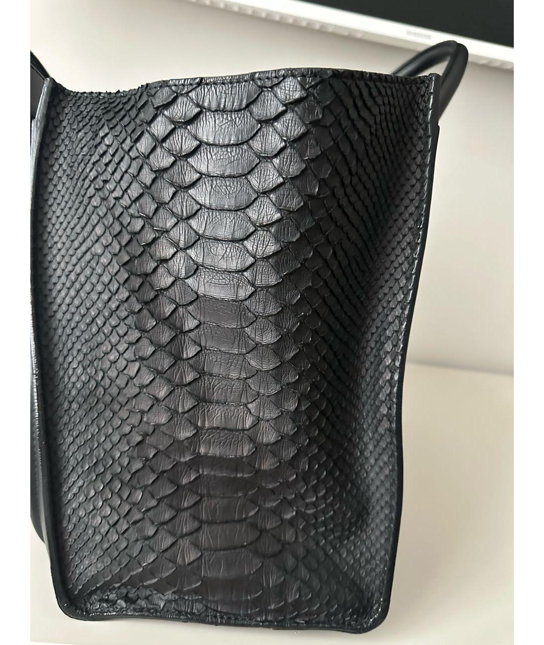 CELINE Черная сумка тоут из экзотической кожи, фото 3