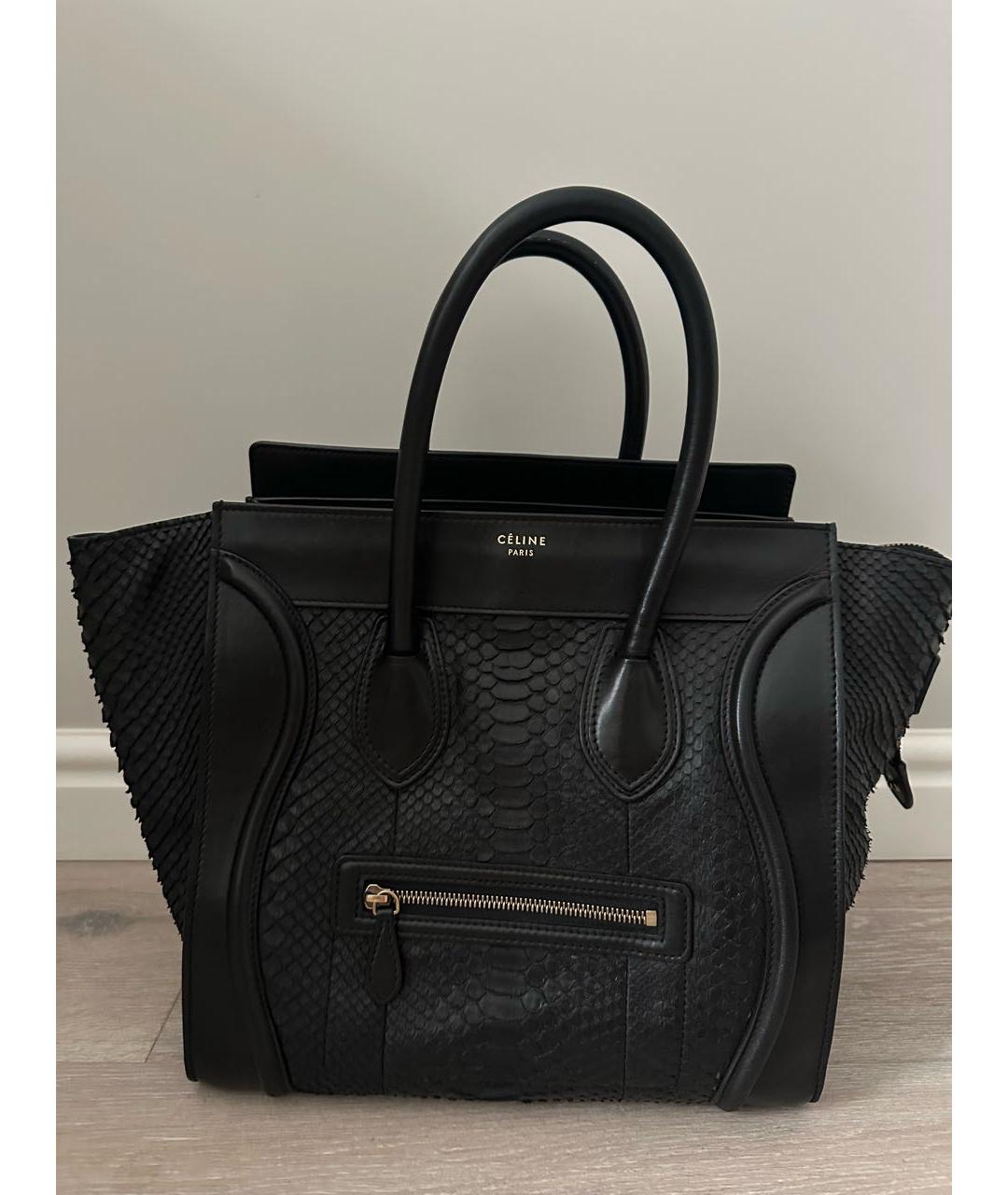 CELINE Черная сумка тоут из экзотической кожи, фото 2