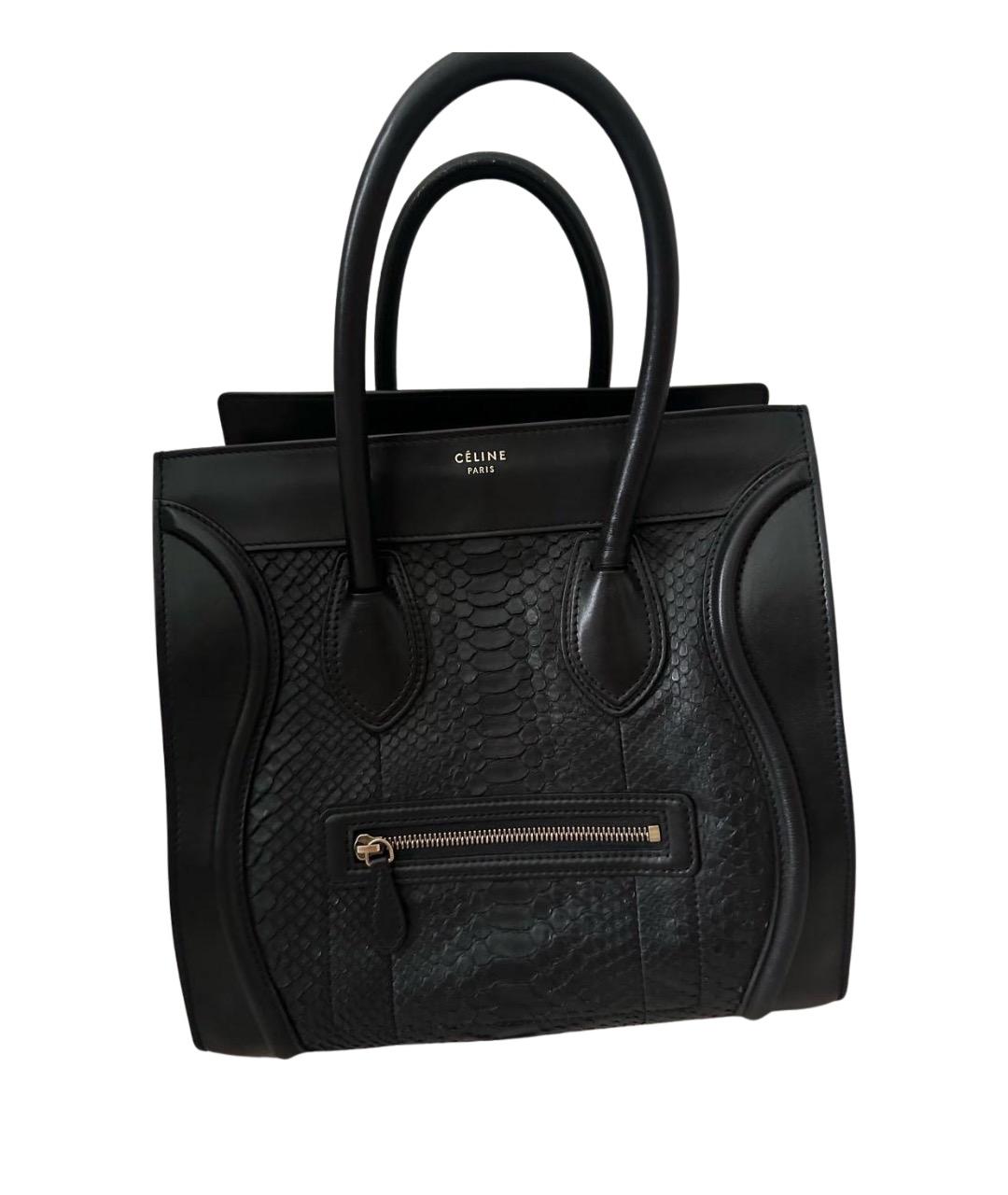 CELINE Черная сумка тоут из экзотической кожи, фото 1