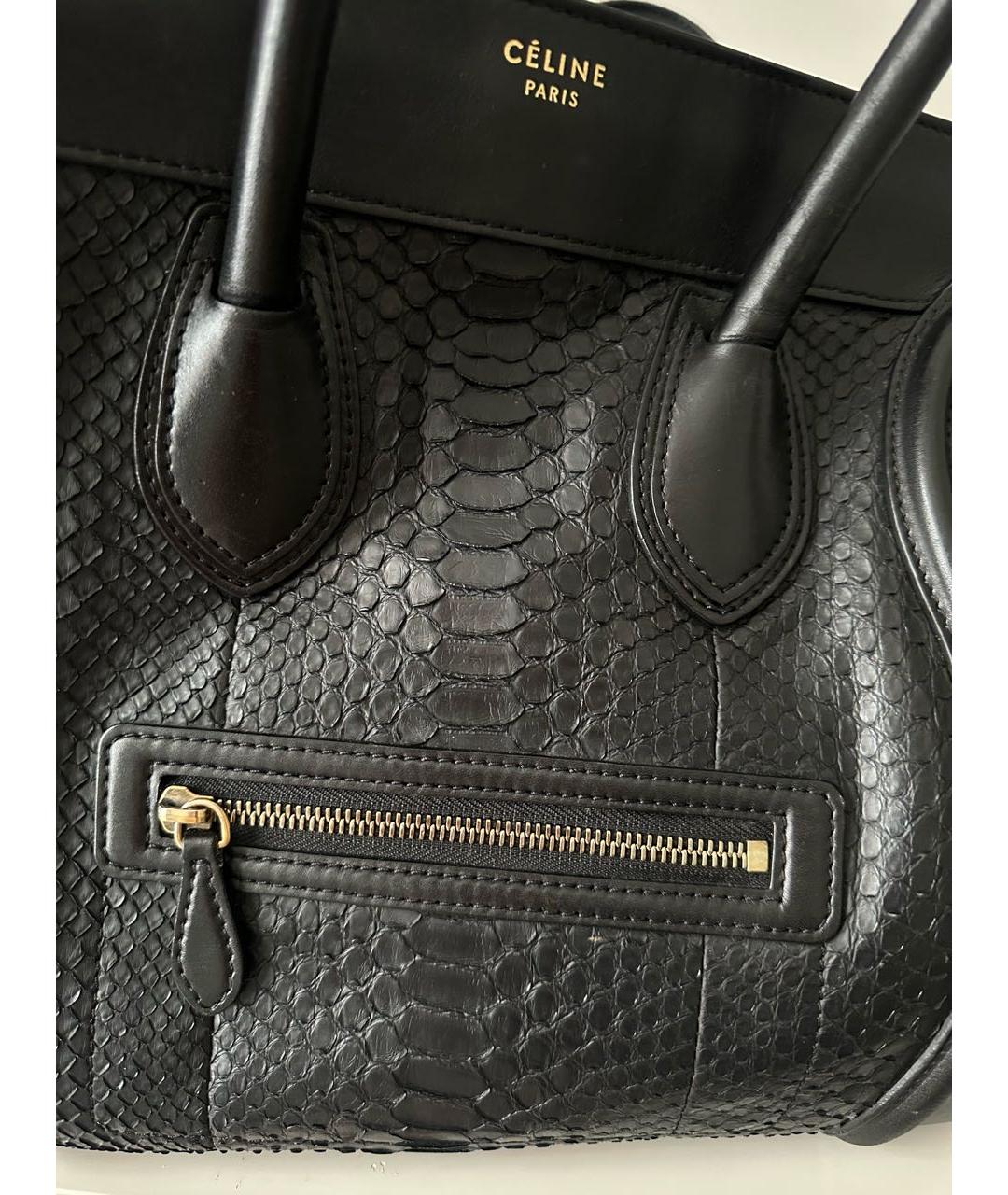 CELINE Черная сумка тоут из экзотической кожи, фото 4