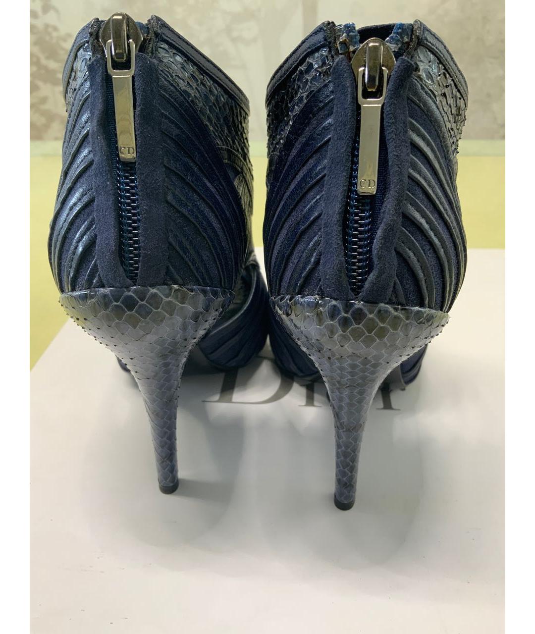 CHRISTIAN DIOR Темно-синие ботильоны из экзотической кожи, фото 4