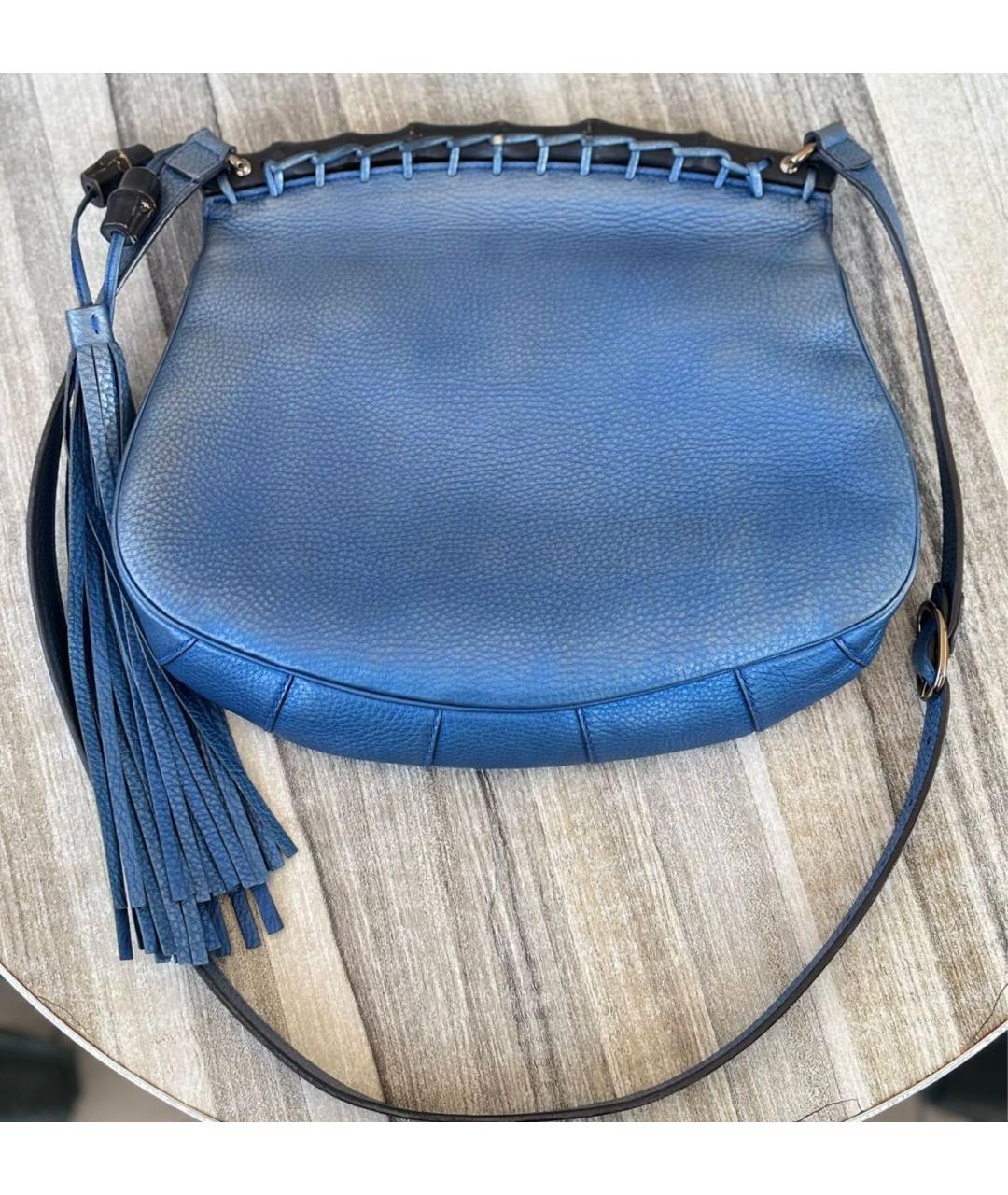 GUCCI Синяя кожаная сумка через плечо, фото 3