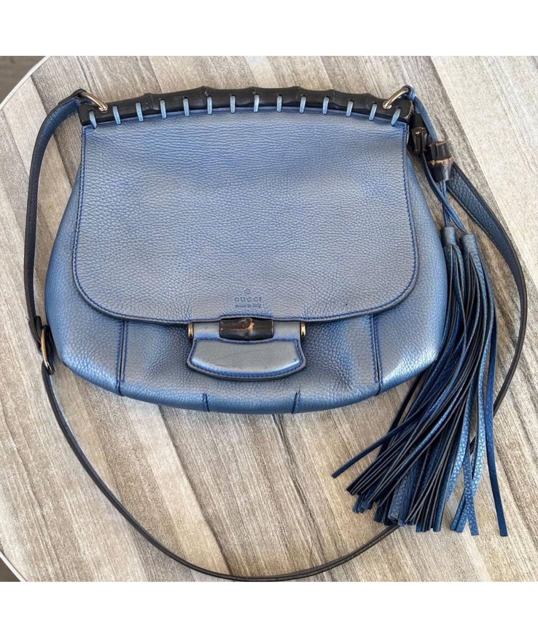 GUCCI Синяя кожаная сумка через плечо, фото 5