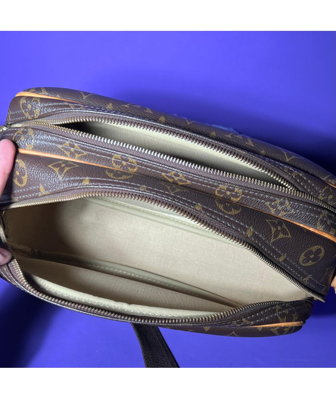 LOUIS VUITTON Коричневая кожаная сумка на плечо, фото 4