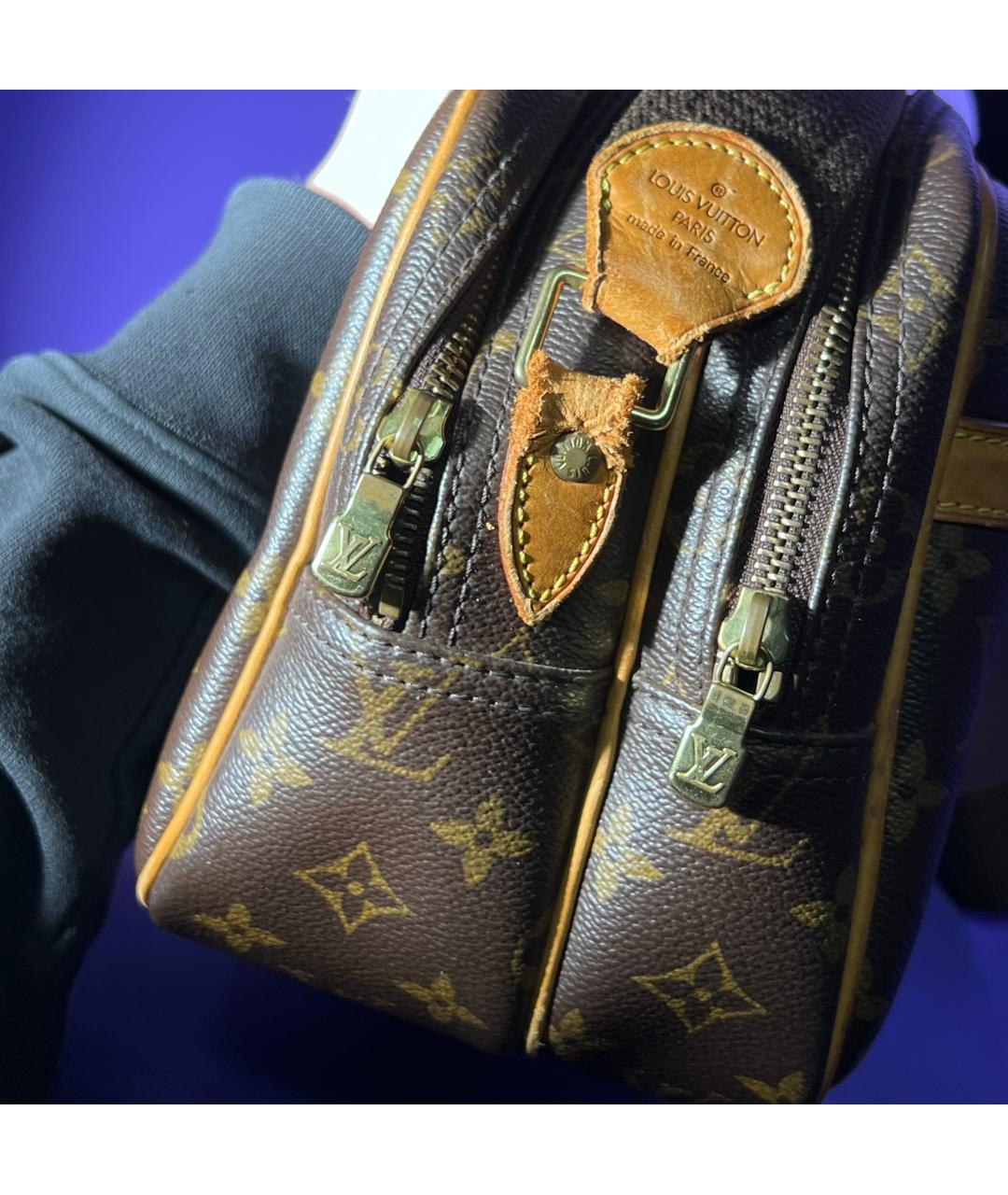 LOUIS VUITTON Коричневая кожаная сумка на плечо, фото 8