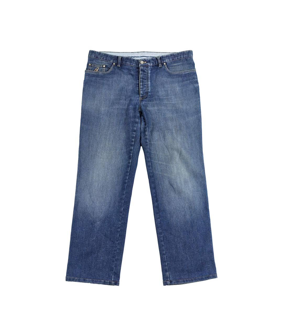 BRIONI Синие хлопко-полиэстеровые прямые джинсы, фото 1