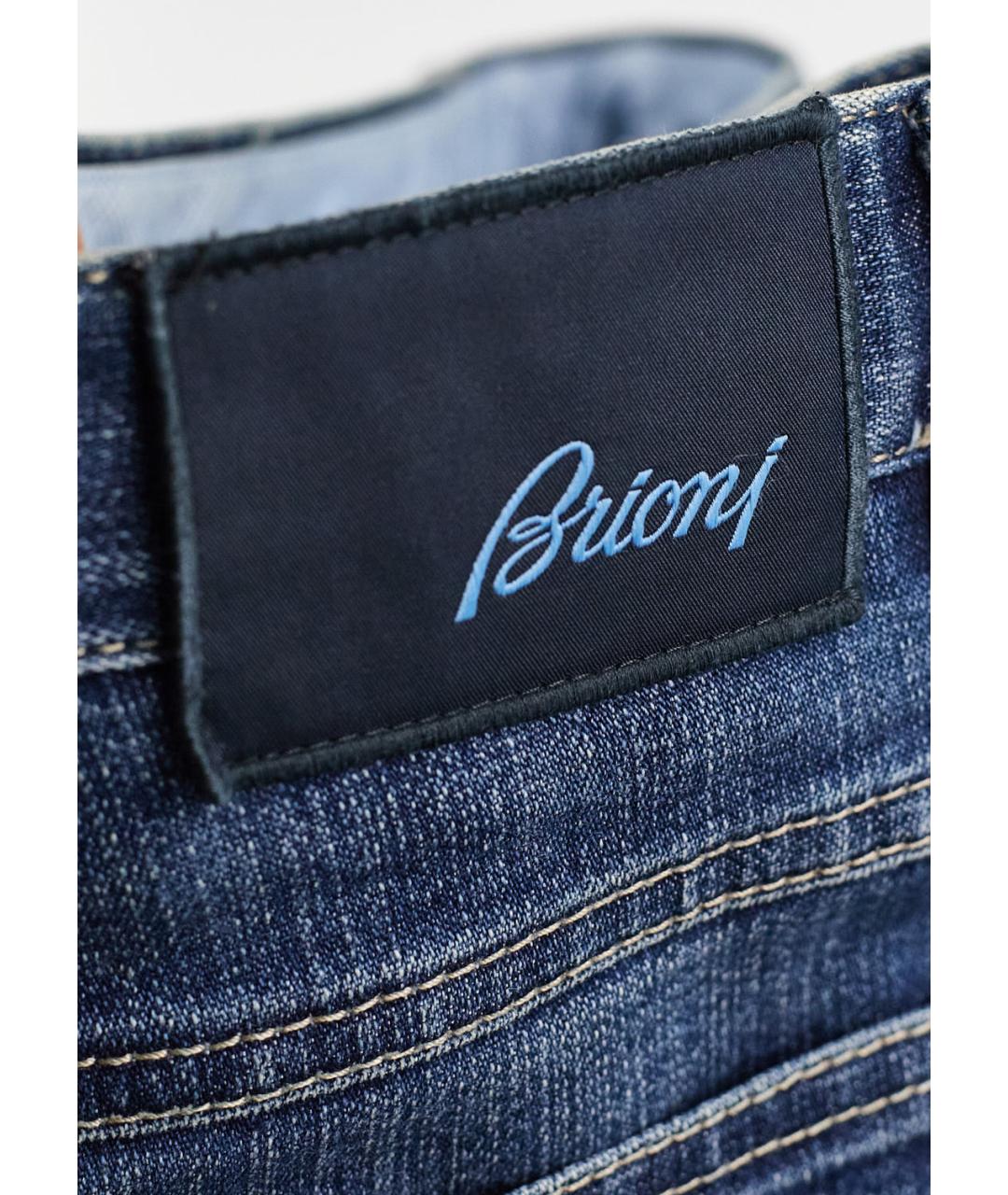 BRIONI Синие хлопко-полиэстеровые прямые джинсы, фото 3