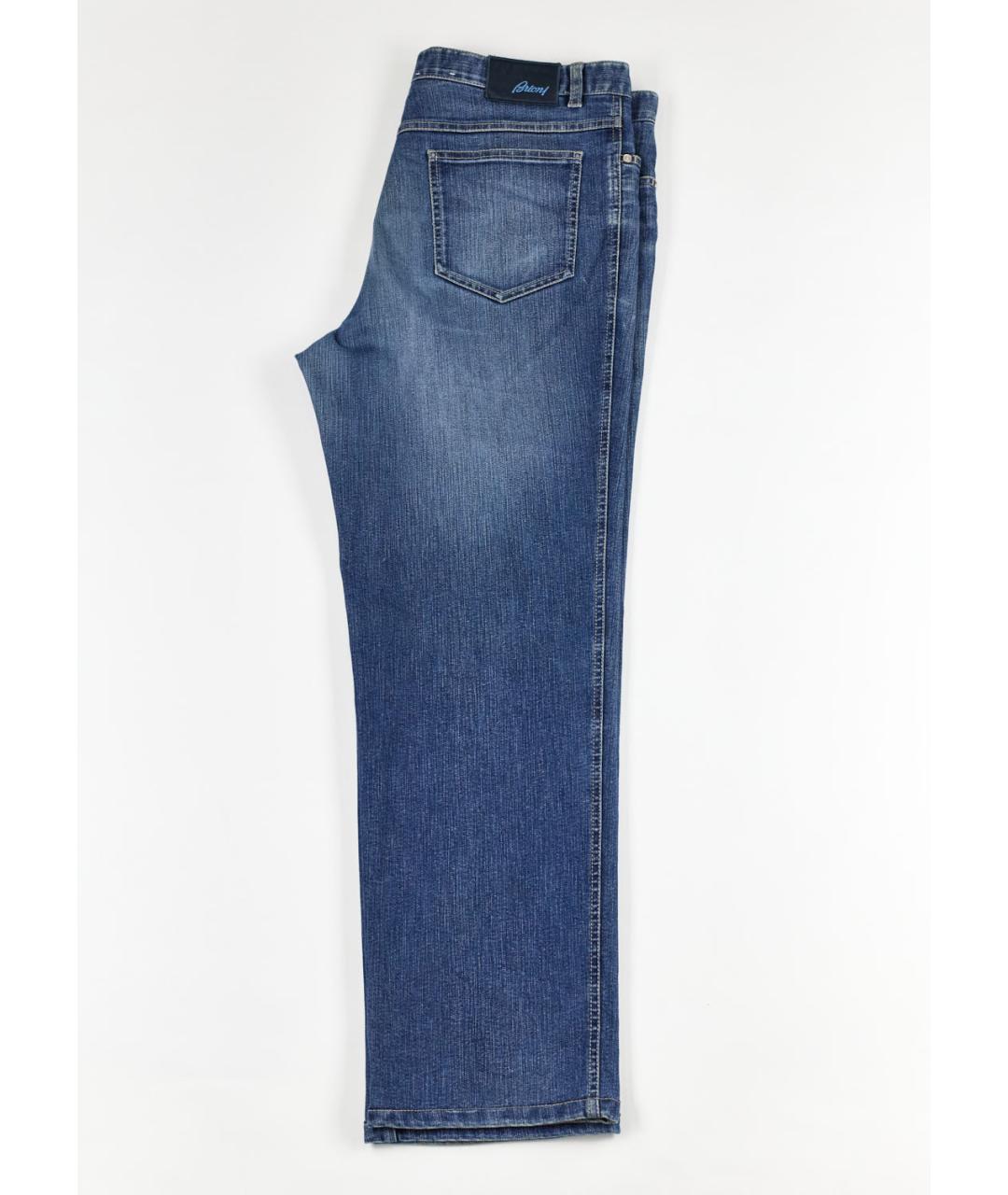 BRIONI Синие хлопко-полиэстеровые прямые джинсы, фото 2