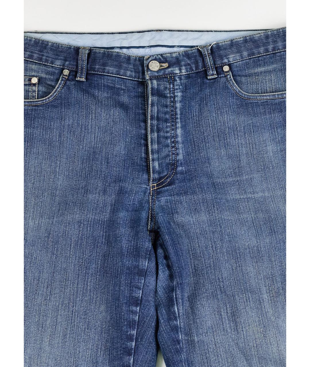 BRIONI Синие хлопко-полиэстеровые прямые джинсы, фото 4