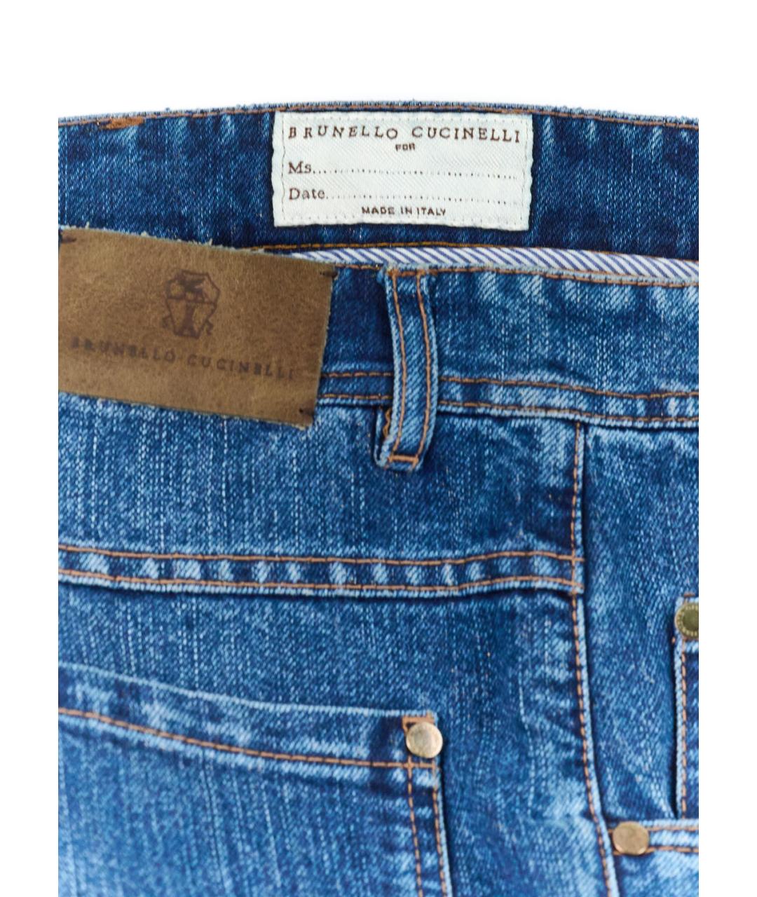 BRUNELLO CUCINELLI Синие хлопковые прямые джинсы, фото 2