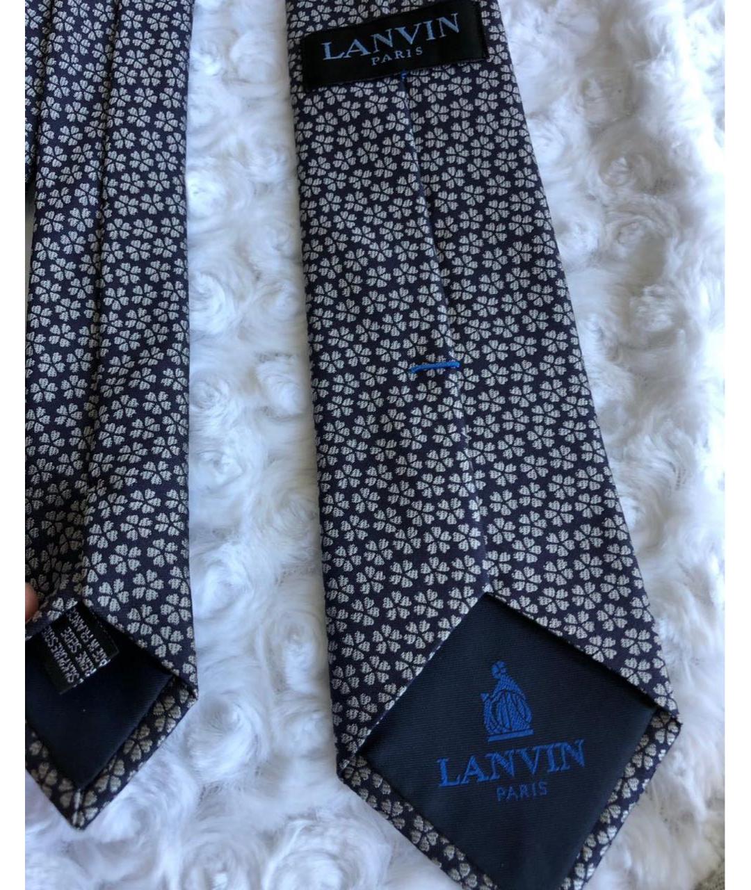 LANVIN Темно-синий шелковый галстук, фото 4