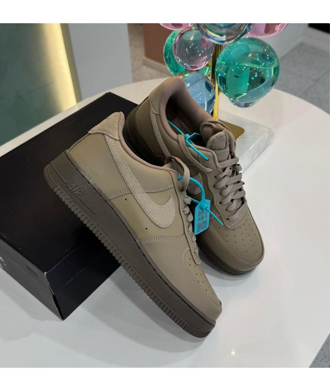 NIKE Бежевые кожаные кеды, фото 7