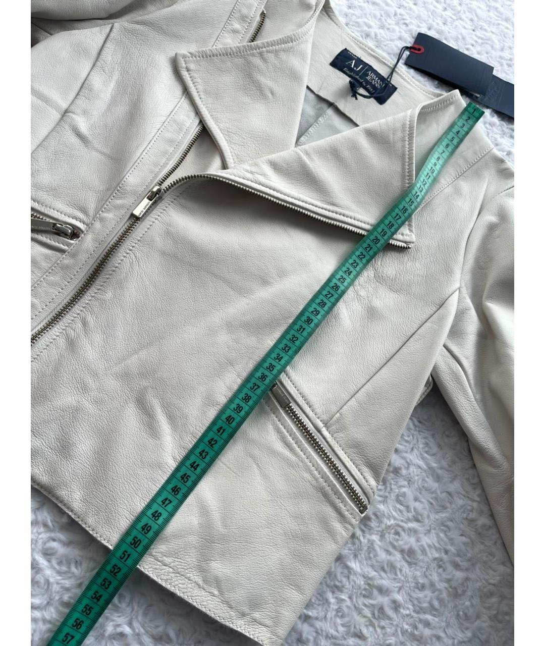 ARMANI JEANS Белая кожаная куртка, фото 3