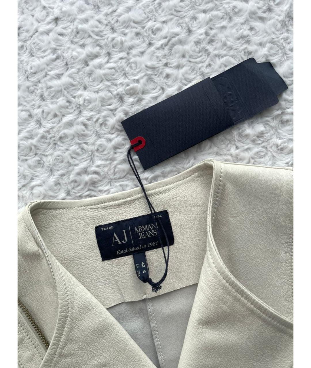 ARMANI JEANS Белая кожаная куртка, фото 6