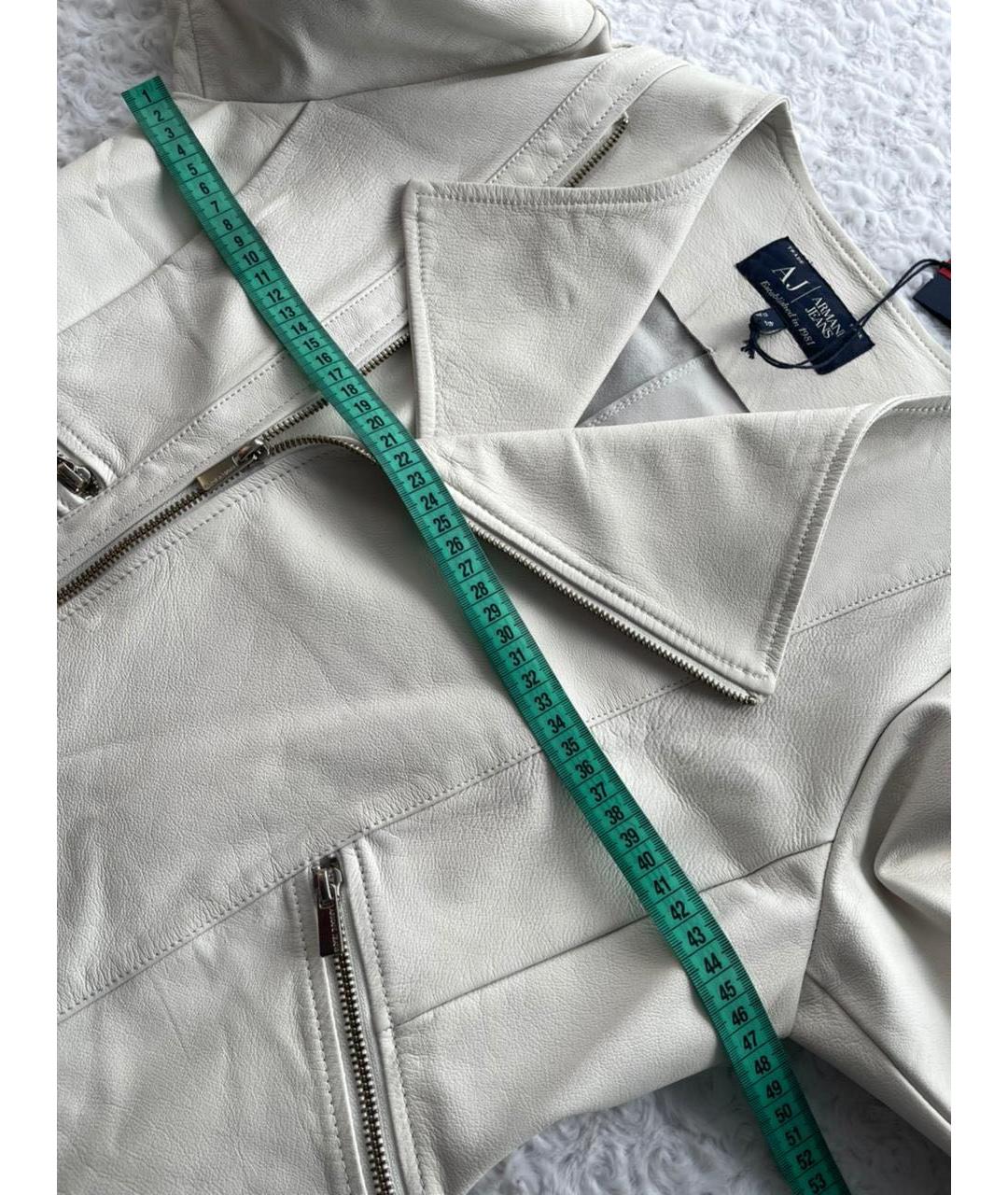 ARMANI JEANS Белая кожаная куртка, фото 5