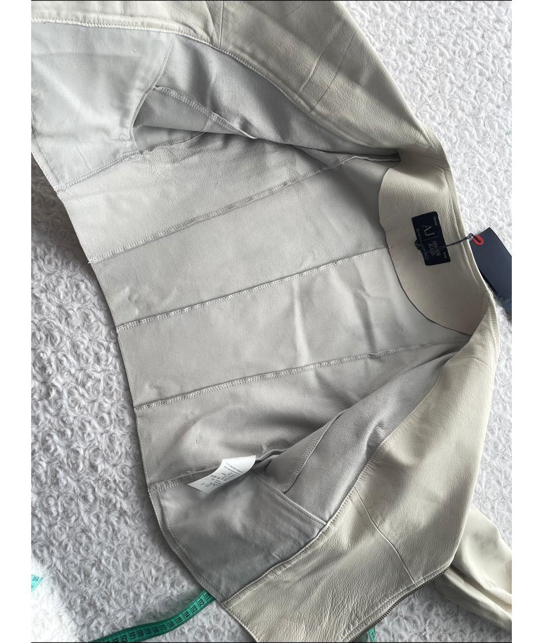 ARMANI JEANS Белая кожаная куртка, фото 7