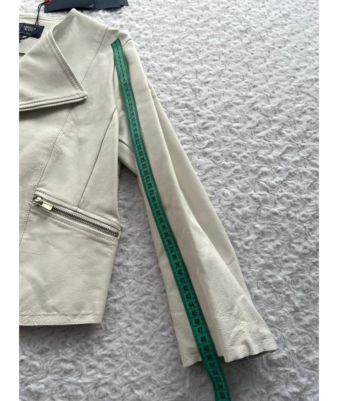 ARMANI JEANS Белая кожаная куртка, фото 4