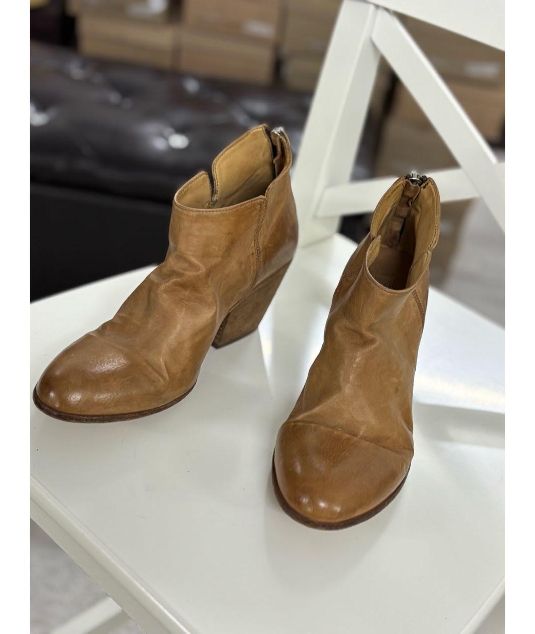 OFFICINE CREATIVE Коричневые кожаные ботильоны, фото 3