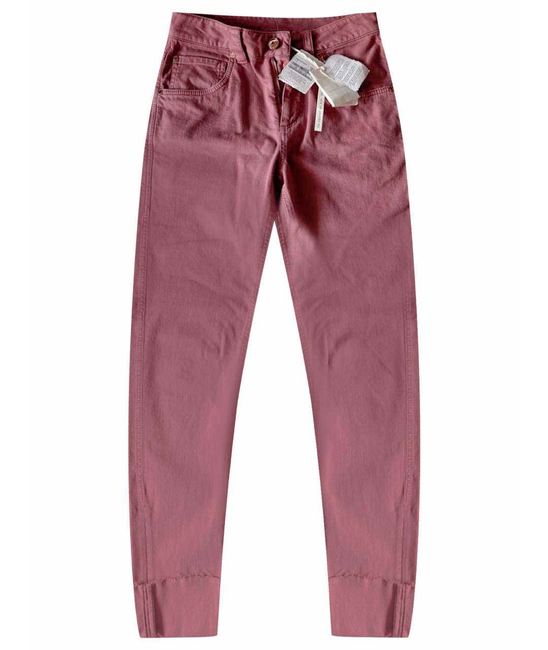BRUNELLO CUCINELLI Розовые хлопко-полиэстеровые прямые джинсы, фото 1