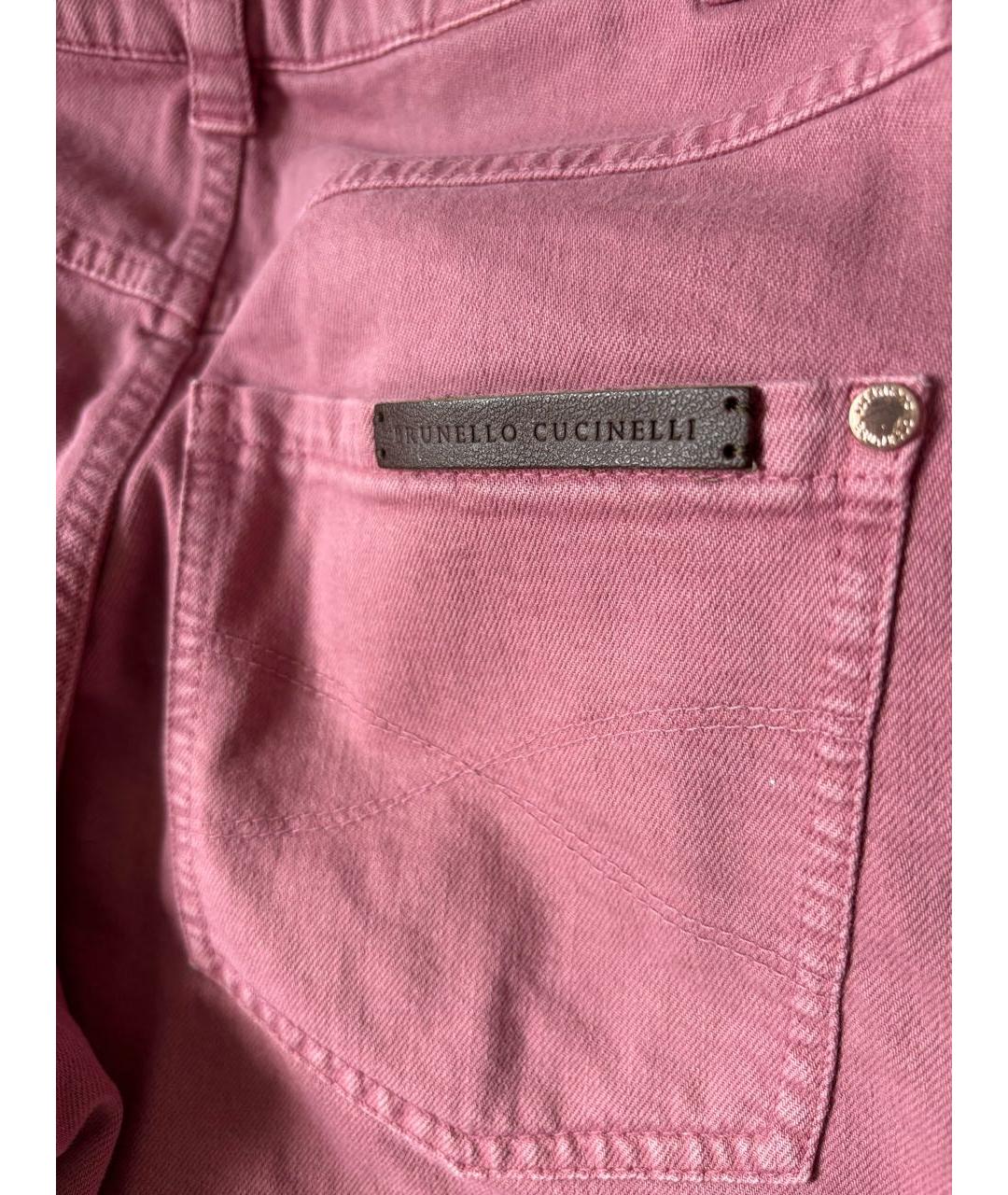 BRUNELLO CUCINELLI Розовые хлопко-полиэстеровые прямые джинсы, фото 2
