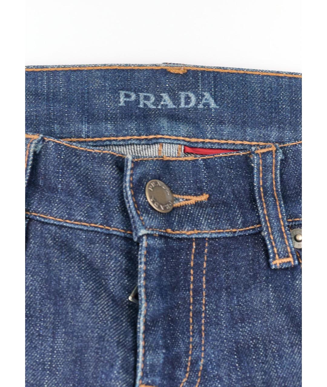 PRADA Синие хлопковые прямые джинсы, фото 3