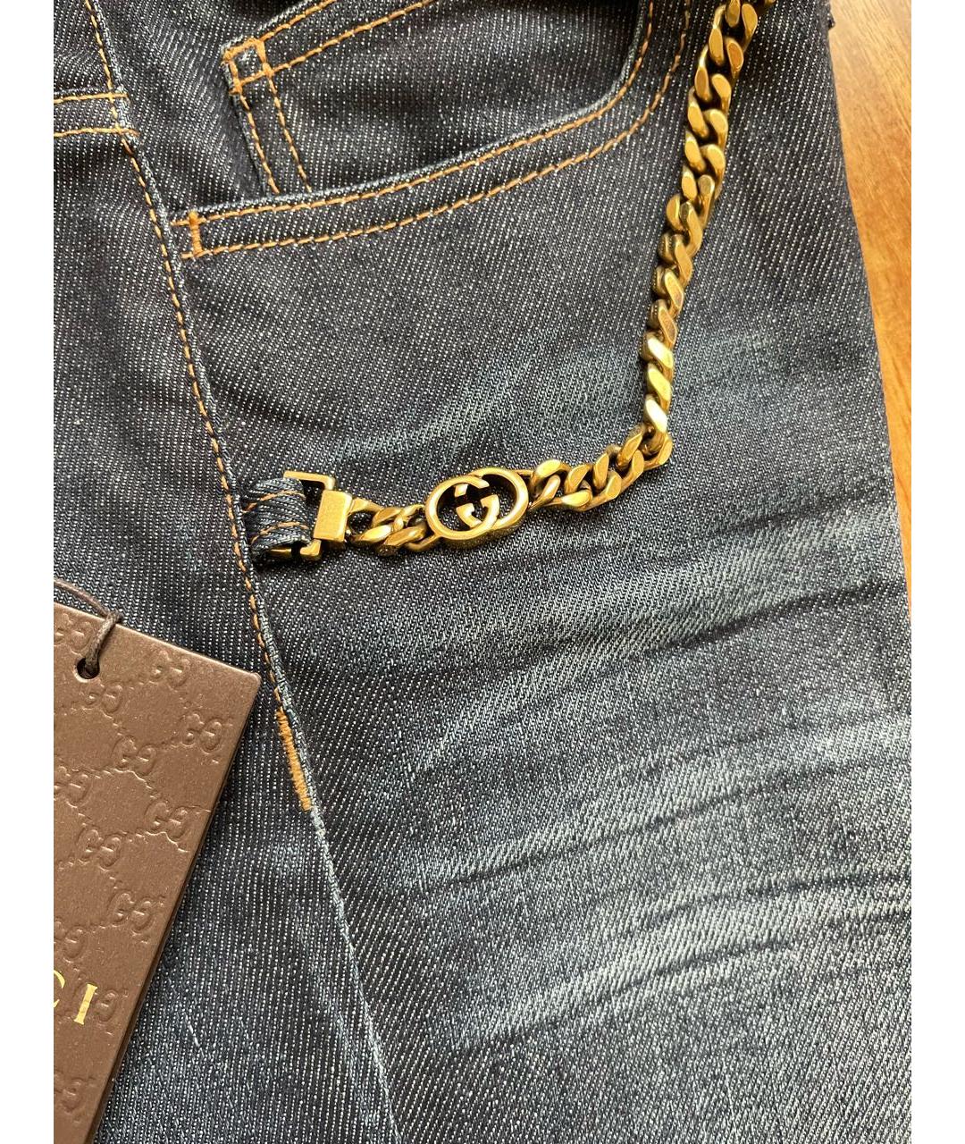 GUCCI Темно-синие хлопковые джинсы клеш, фото 5