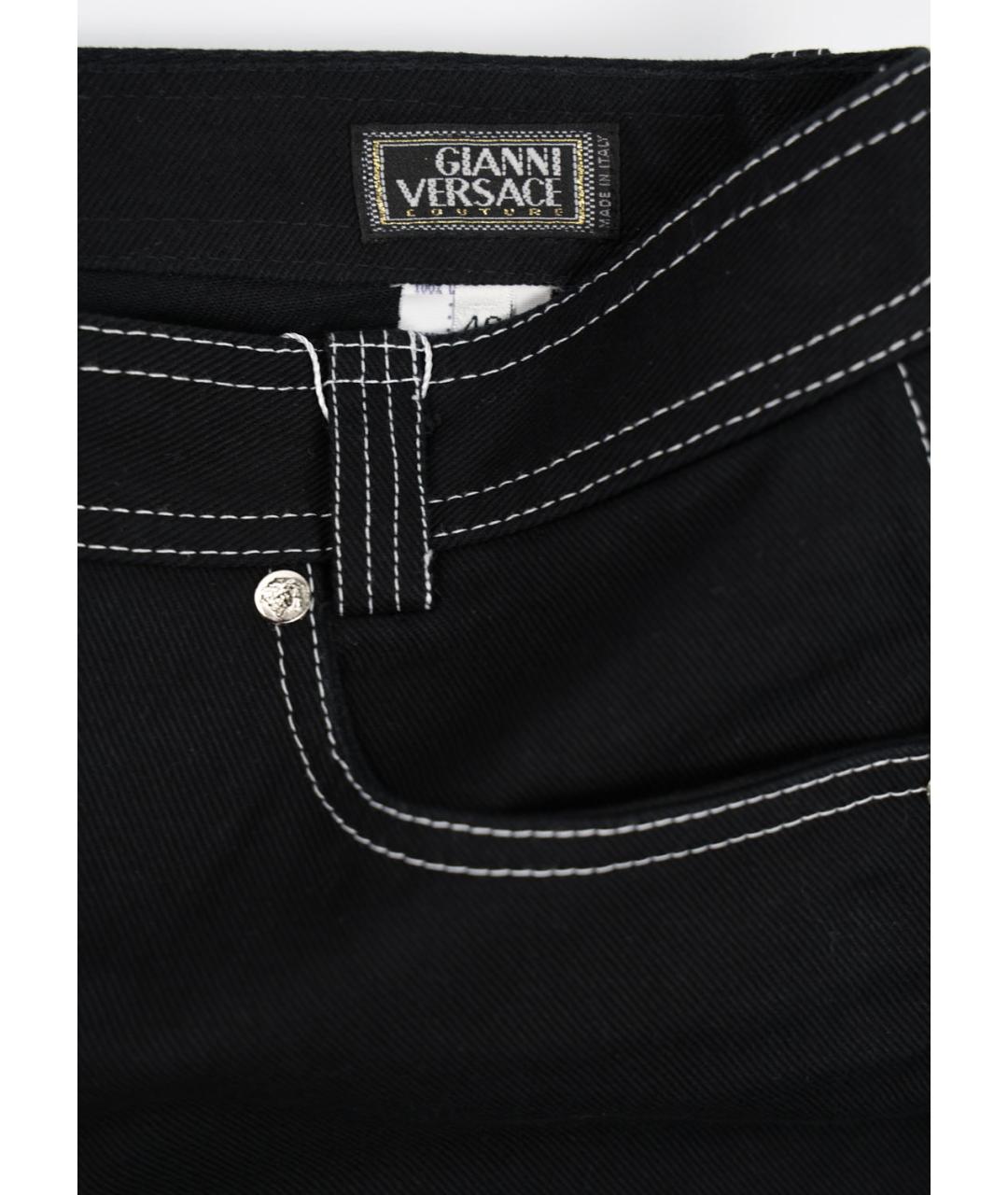 VERSACE Черные хлопковые прямые джинсы, фото 2
