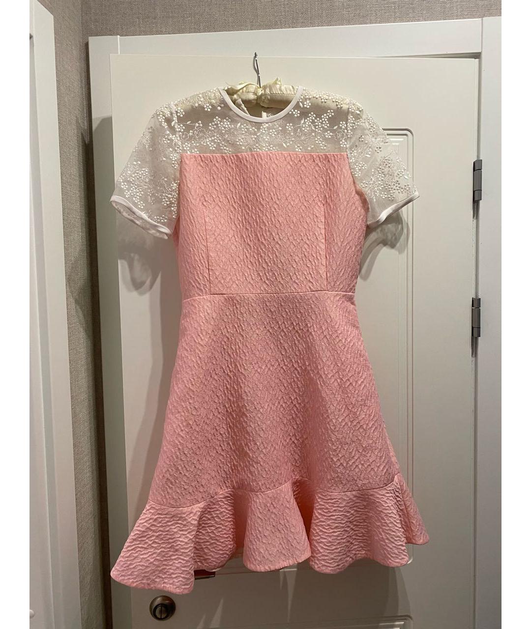 Carven Розовое хлопко-эластановое коктейльное платье, фото 4