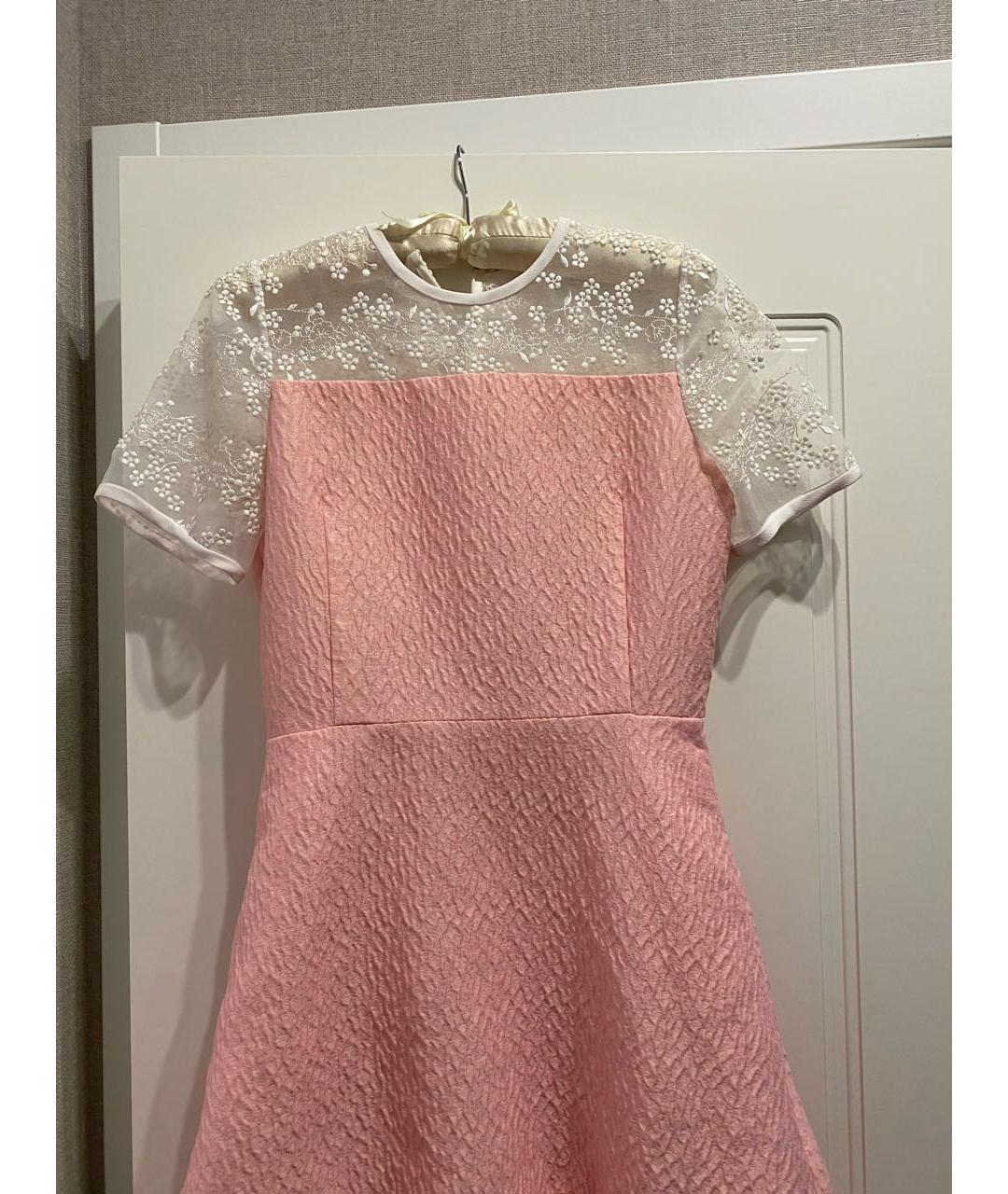 Carven Розовое хлопко-эластановое коктейльное платье, фото 2