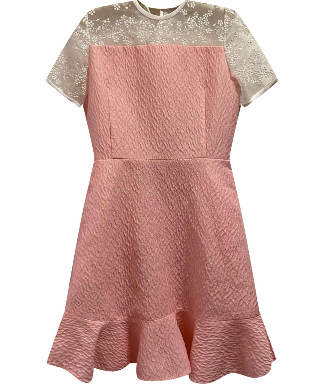 Carven Розовое хлопко-эластановое коктейльное платье, фото 1